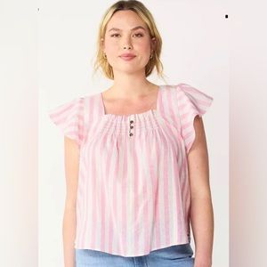 NWOT Draper James RSVP Flutter Sleeve Smocked Top